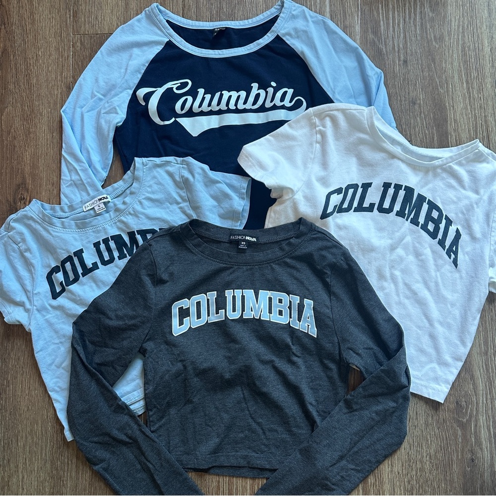 Columbia Logo Tees and Long Sleeve Set - Navy Blue, White, Columbia Blue